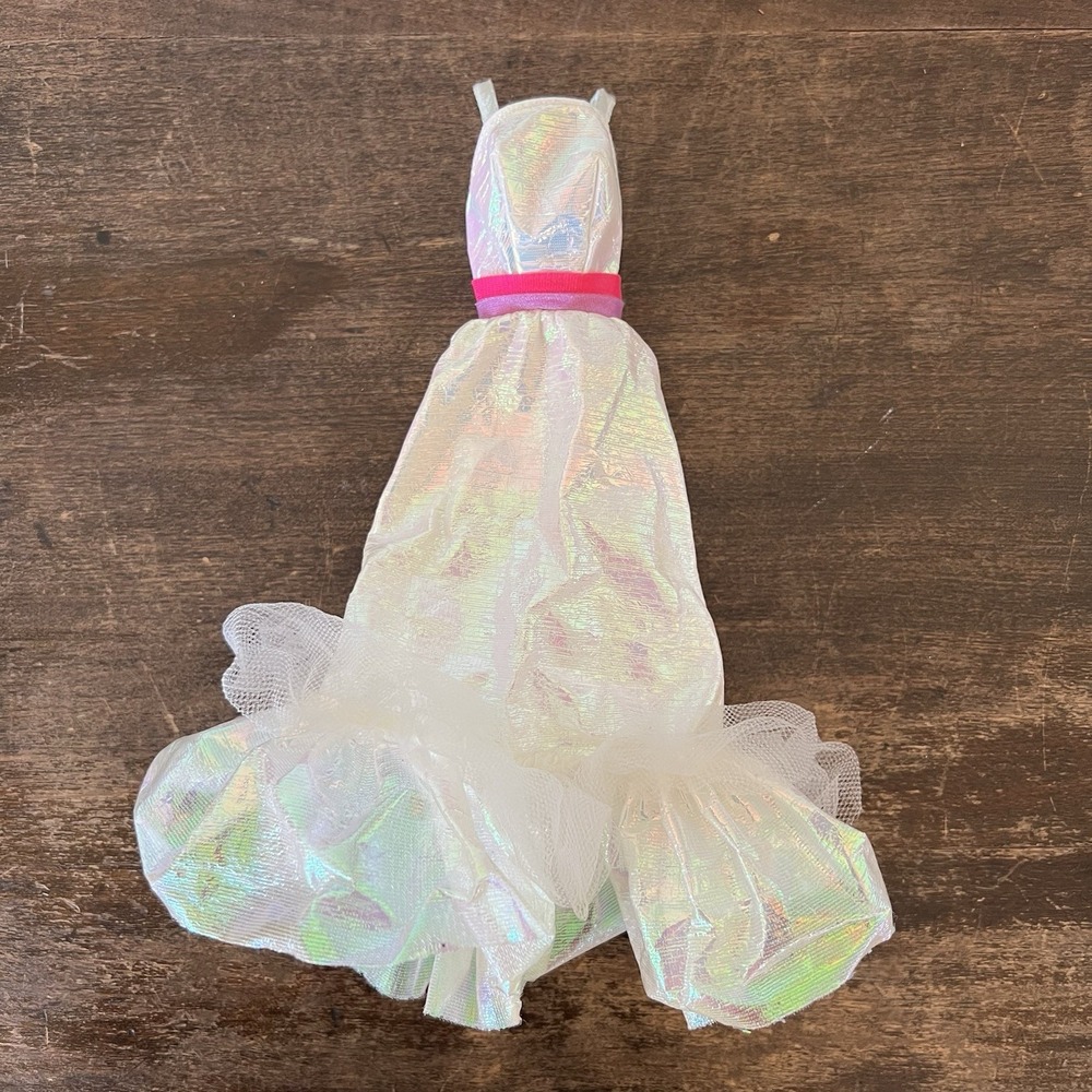 Vintage 1983 Barbie Doll Clothing Crystal Barbie White Iridescent‎ Dress Gown